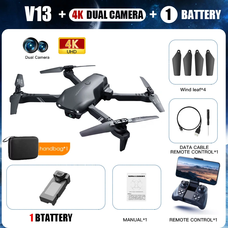 2022 New V13 Mini Drone 4k HD Dual Camera WiFi Fpv Foldable RC Quadcopter Professional Real Time Transmission Helicopter Toy rc blackhawk helicopter RC Helicopters