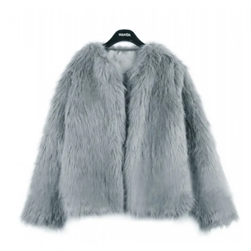 

4XL Colorful Warm Faux Women Fur Coat Loose Black White Pink Plush Coat Female Jacket Fur Autumn Winter Shaggy Outerwear