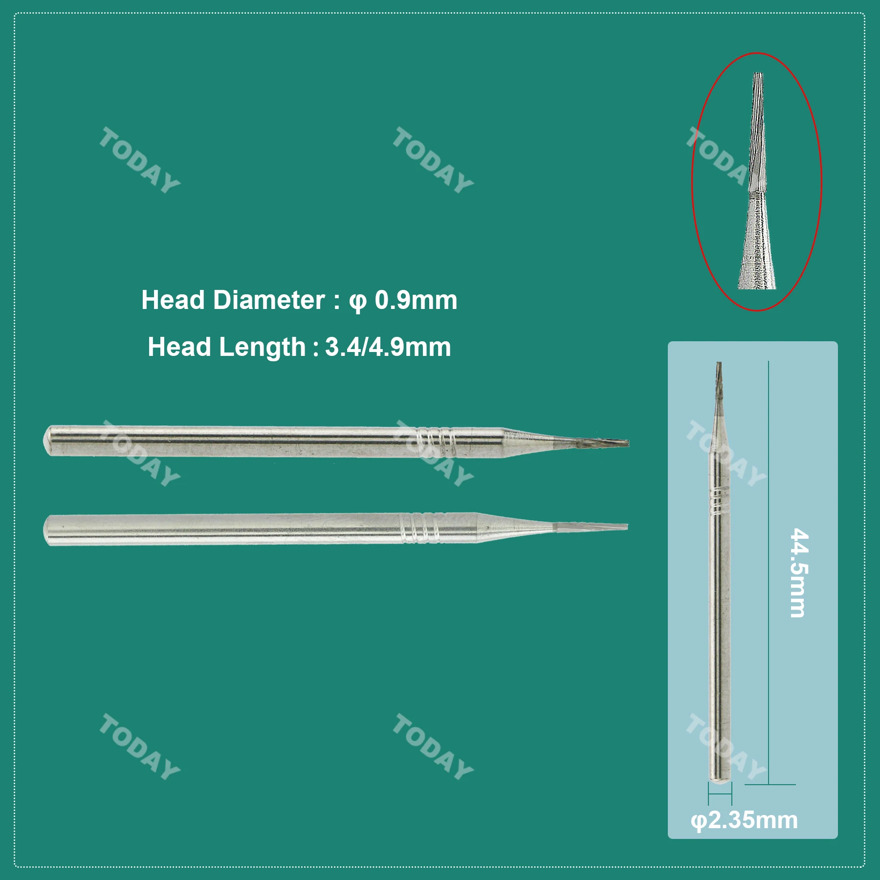 WAVE Dental Burs Tungsten Carbide Burs Dentistry Drills Strawberries HP Dia.2.35mm For Straight Nose Cone Handpiece 5Pcs/Pack