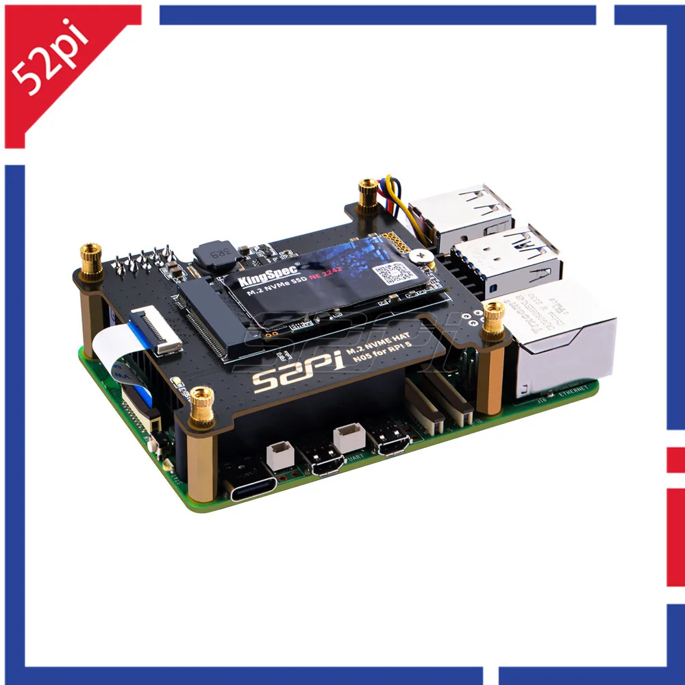 

52Pi Raspberry Pi 5 N05 M.2 2242 PCIe To NVMe Top Extension Adapter Board For Raspberry Pi 5