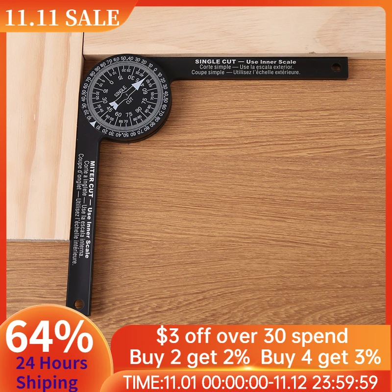 Woodworking Scale Mitre Saw Protractor Angle Level With Marking Pencil