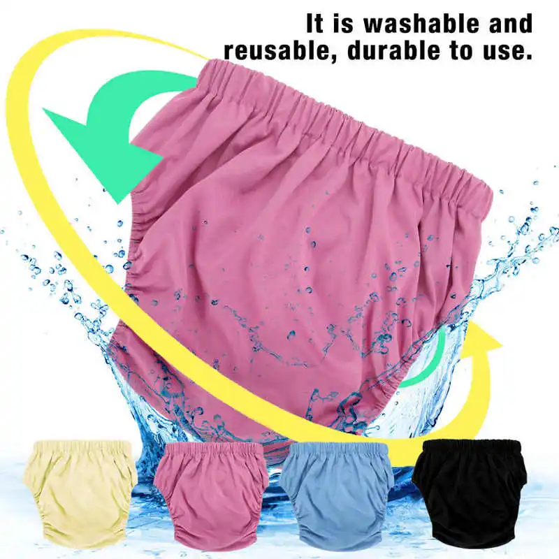 4 Colors Adult Cloth Diaper Reusable Washable Adjustable Large Nappy Adult Diaper Pants for Men Women Patients 2