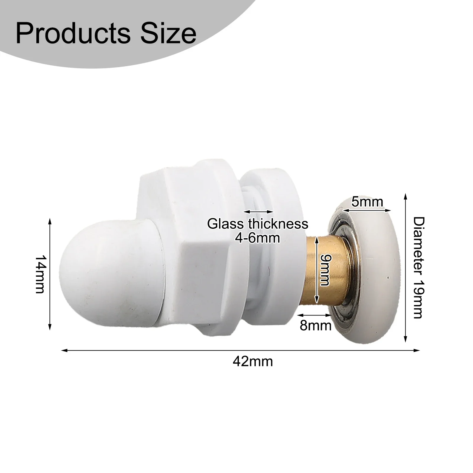 Shower Wheels Shower Door Rollers Cabins 15-17 Hole Size 23mm 25mm White 27mm 29mm 4pcs Quick Release Type