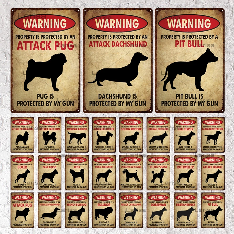 Beware of DOG Metal Sign Decorative Plaque Dog House Sign Farm Wall Decor 
