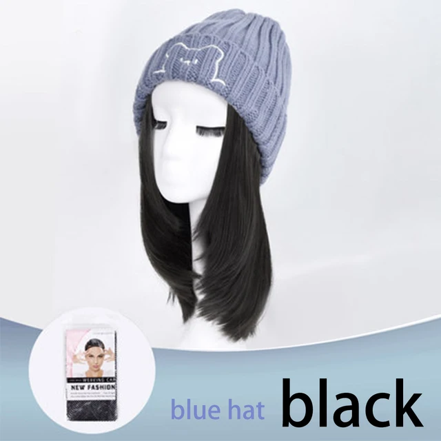 Beanie Hat Synthetic Short Wig Hat with 