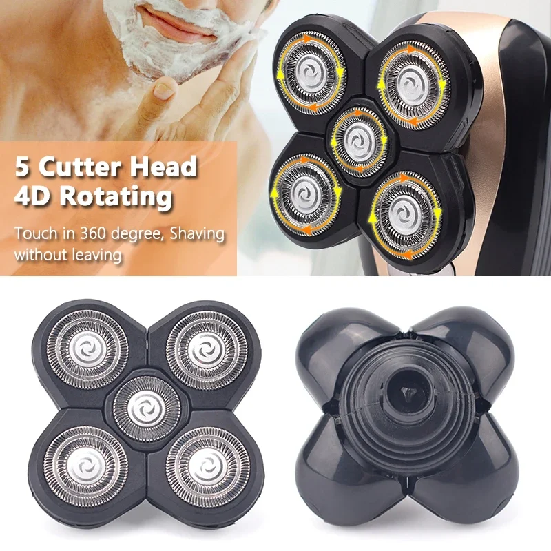 4D Men Electric Shaver Replacement Shaver Head 1PC 5 Cutter Spare Razor Blades Intelligent Floating Extra Head Stainless Steel