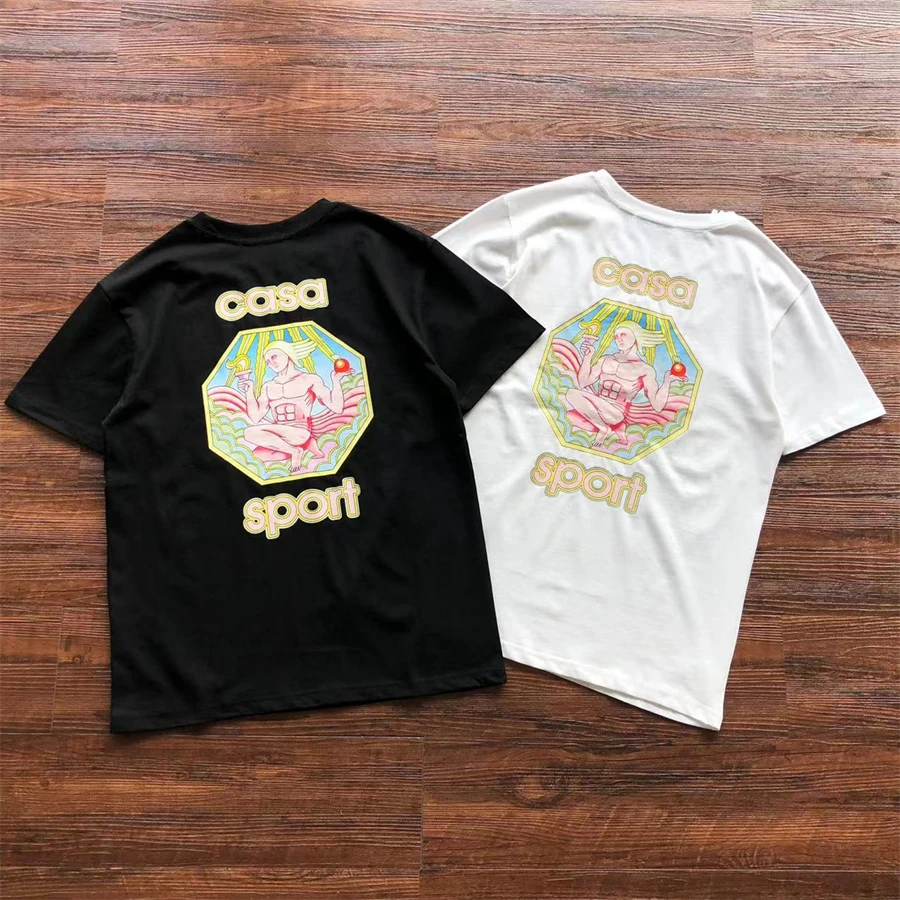 

New Casablanca CAS T-Shirts Men Women Hip-Hop Streetwear Short Sleeve Tee With Tags T Shirt