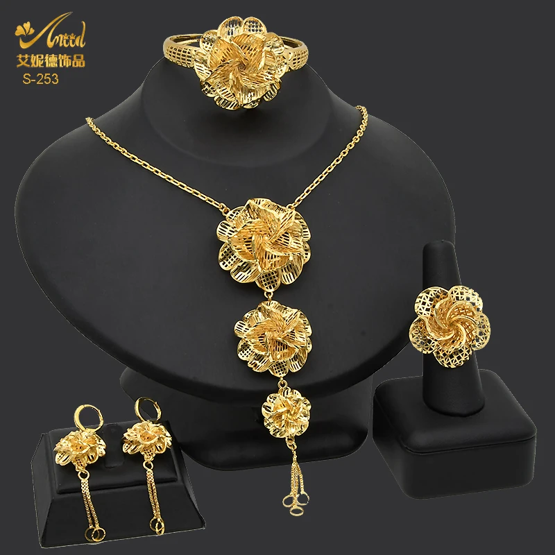 Aniid Indian Jewelry Gold Plated Flower 