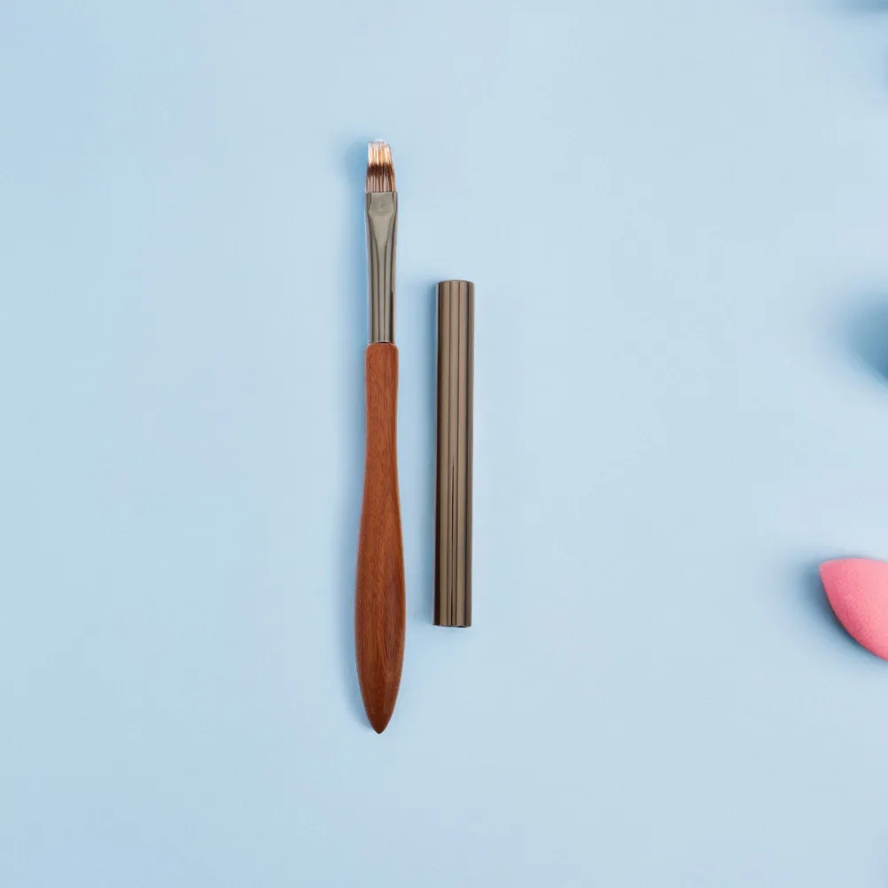 3종 나무 손잡이 네일 아트 브러쉬 펜 세트, 네일 폴리쉬 디테일링, 프렌치 매니큐어, 젤 스트라이핑, 쉐이딩 효과용 플랫 팁