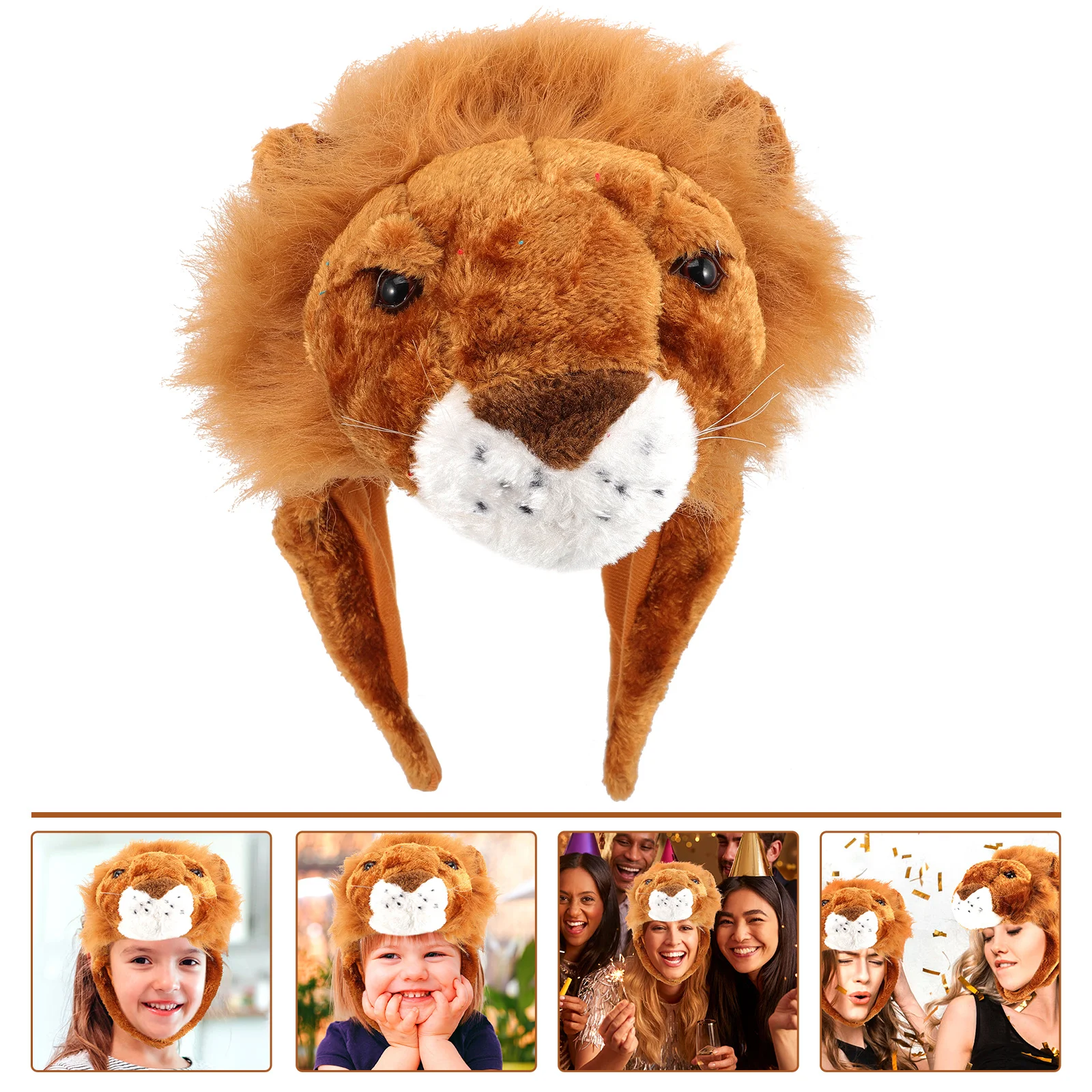 

Cartoon Lion Shape Headdress Performance Hat Prop Animal Design Hat Decor