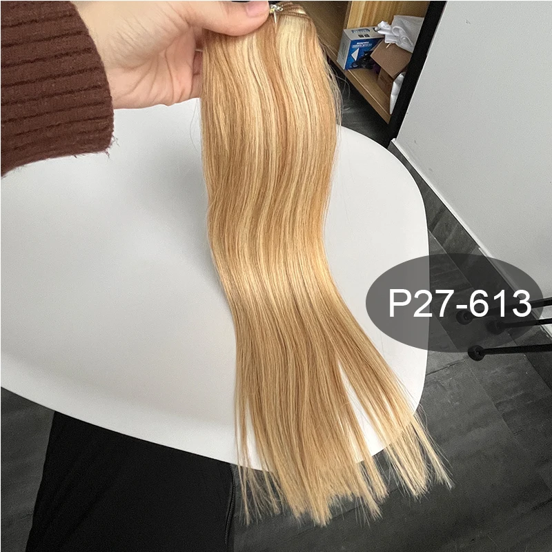 

P27-613 Blonde Brown Hair Bundles Real Natural Human Hair Extensions Naturel Soft Hair Weft Non-Remy 12-24inch 50G With DIY Tool