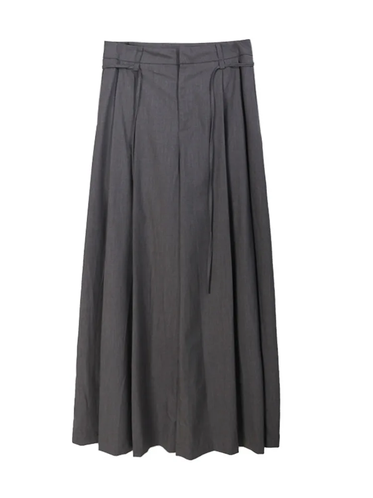 [LANMREM] Fashion Drawstring Pants For Women High Waist Wide Leg Trousers Pleasted Office Lady Clothing 2024 Summer New 26D9374