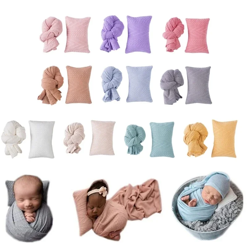 

Newborn Photography Props Posing Pillow 0-1M Baby Wrap Blanket Baby Photoshoot Props Photo Backdrop Basket Filler 2pcs