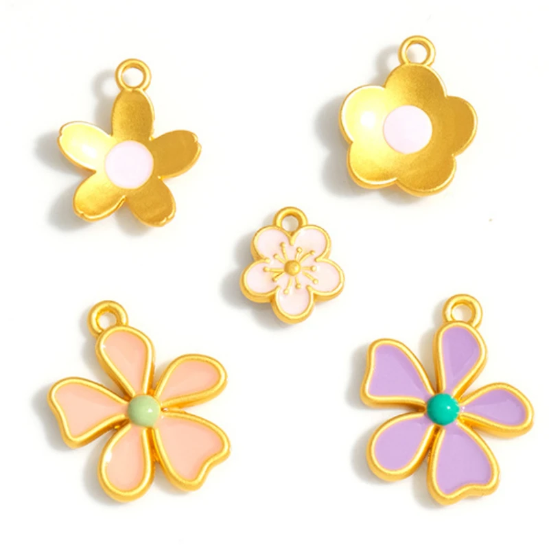 

WZNB 10Pcs Enamel Flower Charms Daisy Alloy Pendant for Jewelry Making Handmade Earring Bracelet Necklace Diy Accessories