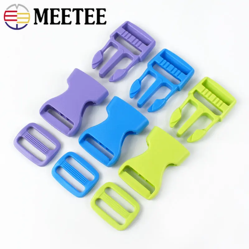 Meetee 플라스틱 사이드 릴리스 버클 벨트, 트라이 글라이드 슬라이더 걸쇠, 웨빙 백 스트랩, 조절 가능한 칼라 액세서리, 5, 10 세트, 15, 20, 25mm
