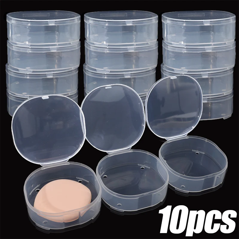 Transparent Plastic Square Storage Case for Makeup Powder Puff