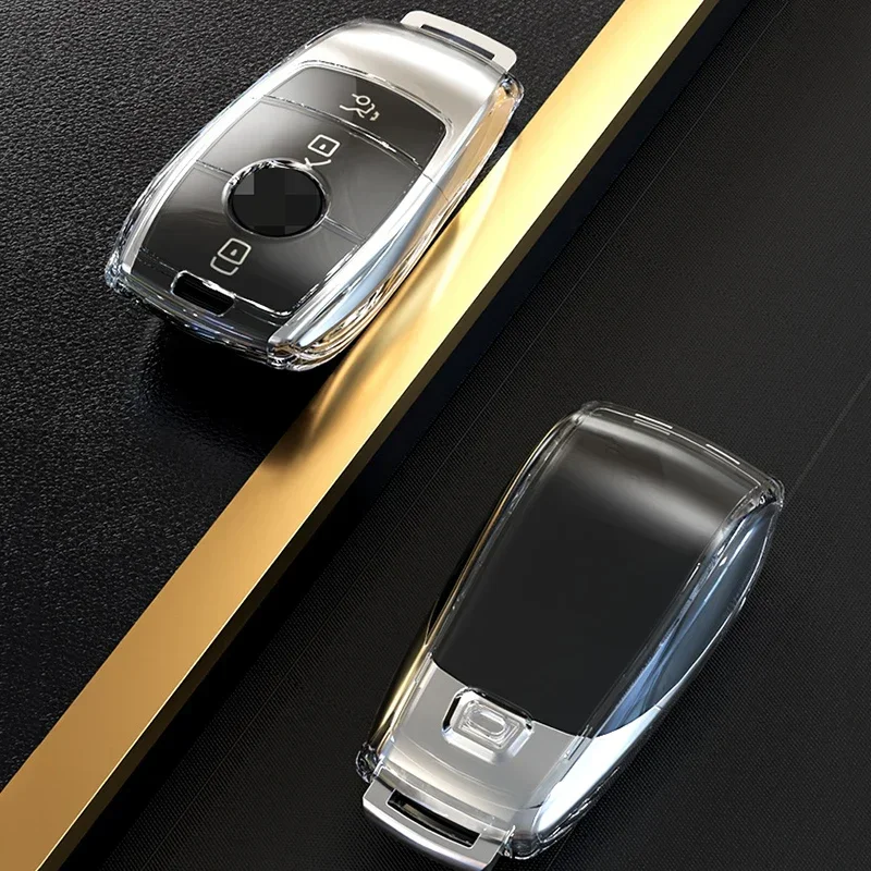 Transparent TPU Car Key Case Cover for Mercedes Benz - Premium Key Shell Protector