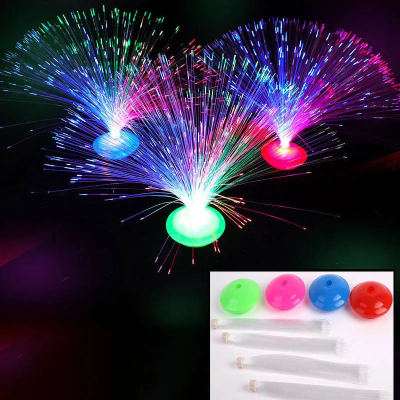 1 PC Luminous Multi-color LED Fiber Light-up Toy Rings Party