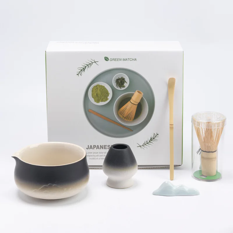 Ceramic Matcha Tea Set - Mountain Gradient Design...
