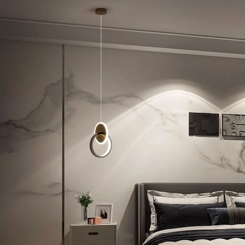 1 PC 현대적인 홈 데코 LED 조명 침실 램프 침대 옆 펜던트 라이트 램프 LED 샹들리에 실내 조명