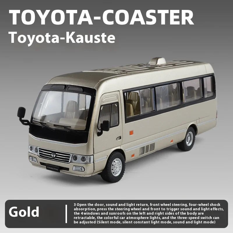 1/24 トヨタ コースター TOYOTA COASTER Toyota Coaster Bus - Black -Sound And Light Pull Back 1:24