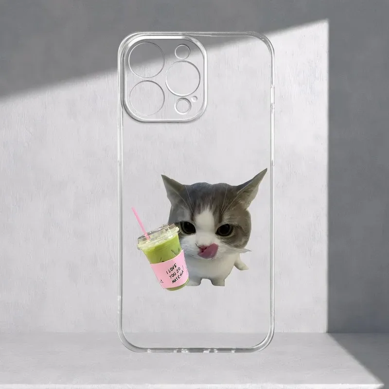 Charming Cat Design Shockproof Transparent Phone Case Cover