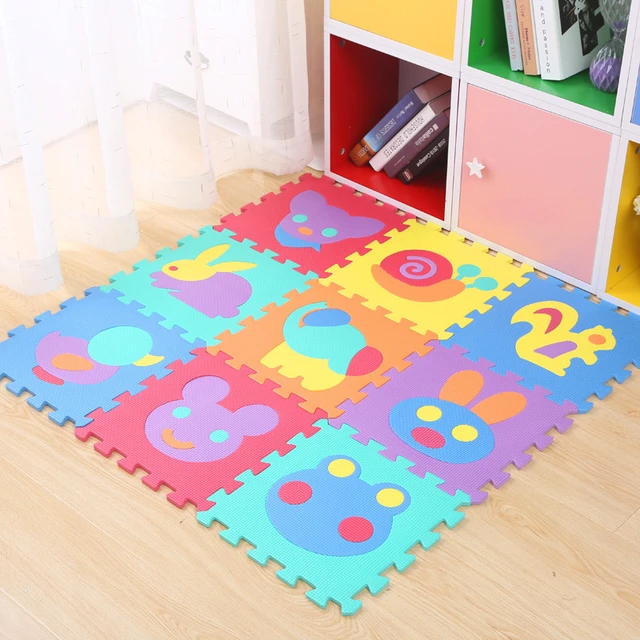 Tapis de sol en mousse 9 pièces pour enfants avec motifs animaux