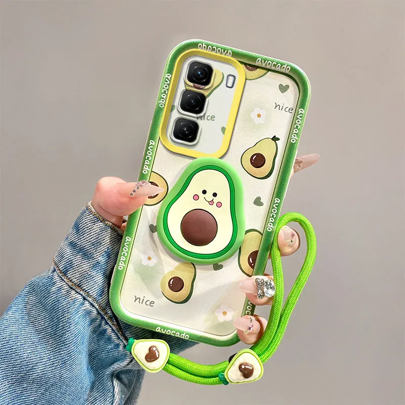 3D Floral Full Screen Phone Case with Wrist Strap Cover