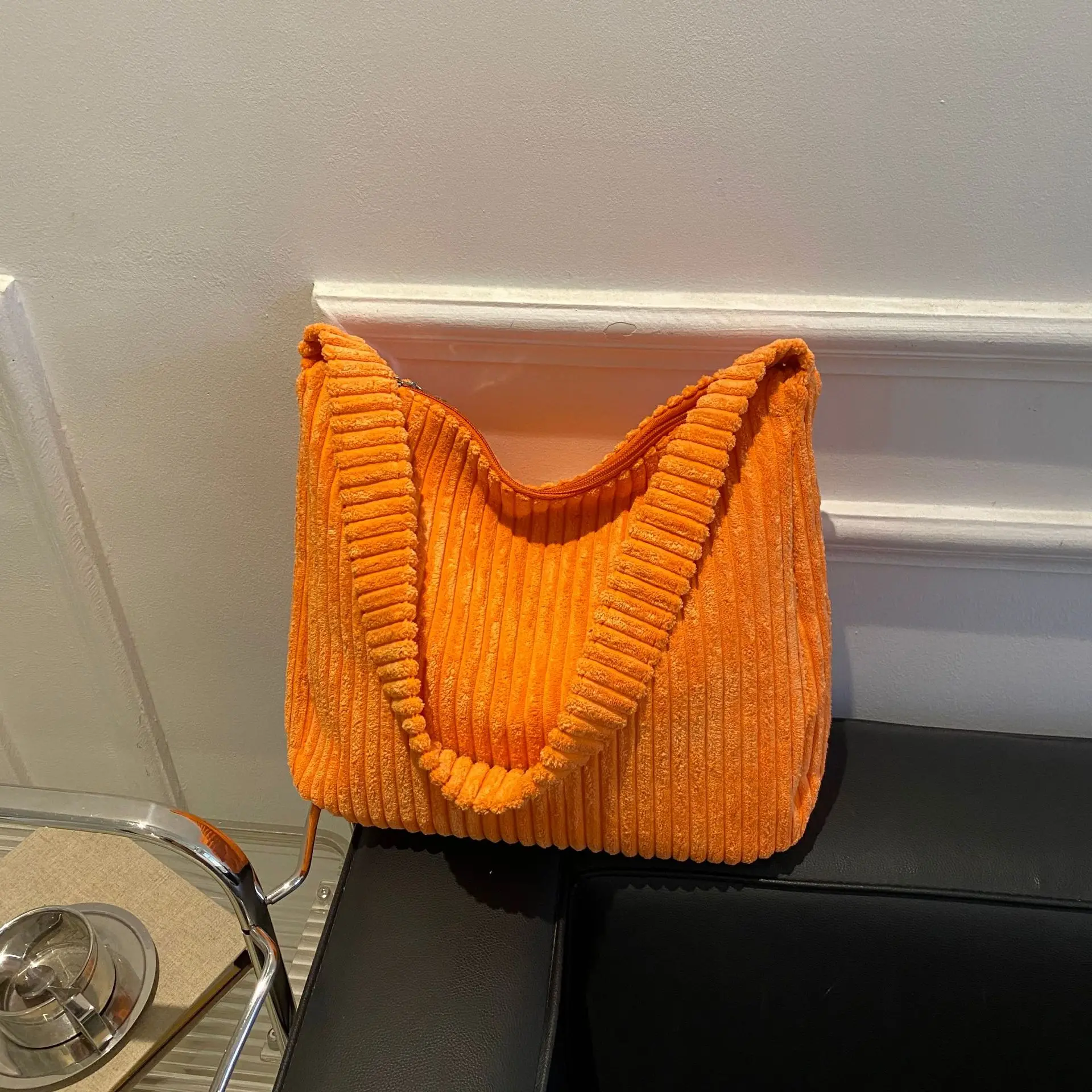 

Сумка-тоут женская Вельветовая, Модный саквояж на плечо большой вместимости, простая однотонная Сумочка для путешествий и покупок