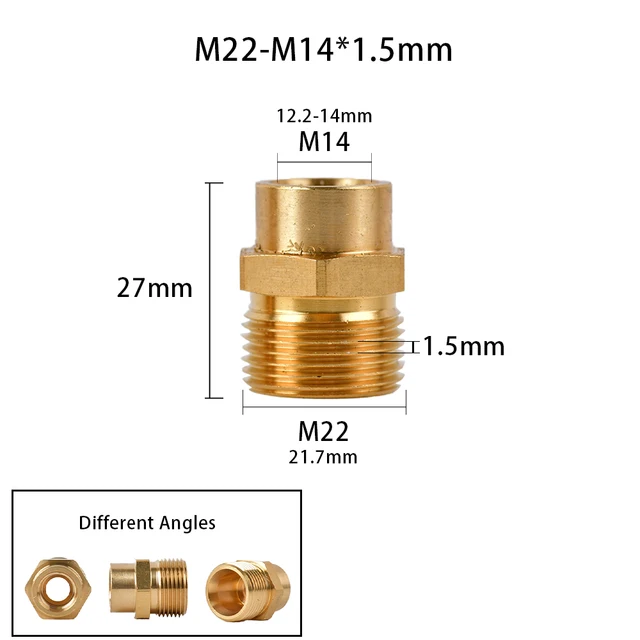 Sárgaréz 3/8 "1/2" M14 M18 M22 Szál Csatlakozó Hím Női Adapter A Nagynyomású Mosófegyverhez És Tömlőhöz Kölcsönös Csatlakozóhoz - Image 5