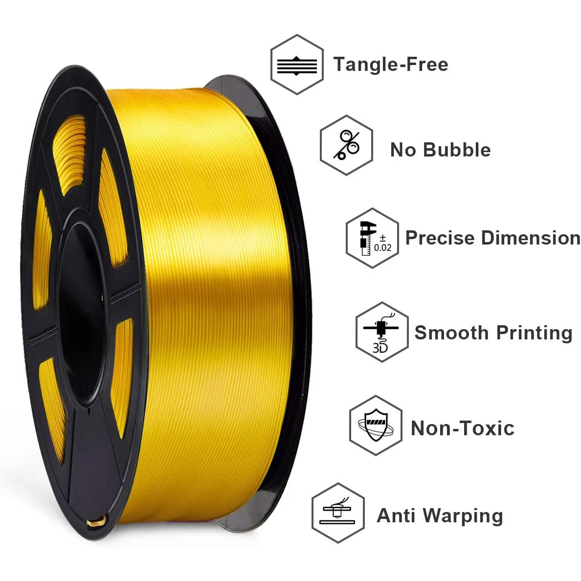 실크 골드, 실버 PLA 필라멘트 1.75mm 3D 프린팅 1kg 스풀 샤이니 메탈릭 3D 프린터 재료 골든 샤인