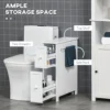 Kleankin Narrow Bathroom Cabinet on Wheels, Freestanding Toilet Paper Holder with 2 Drawers, Towel Rack, White 4