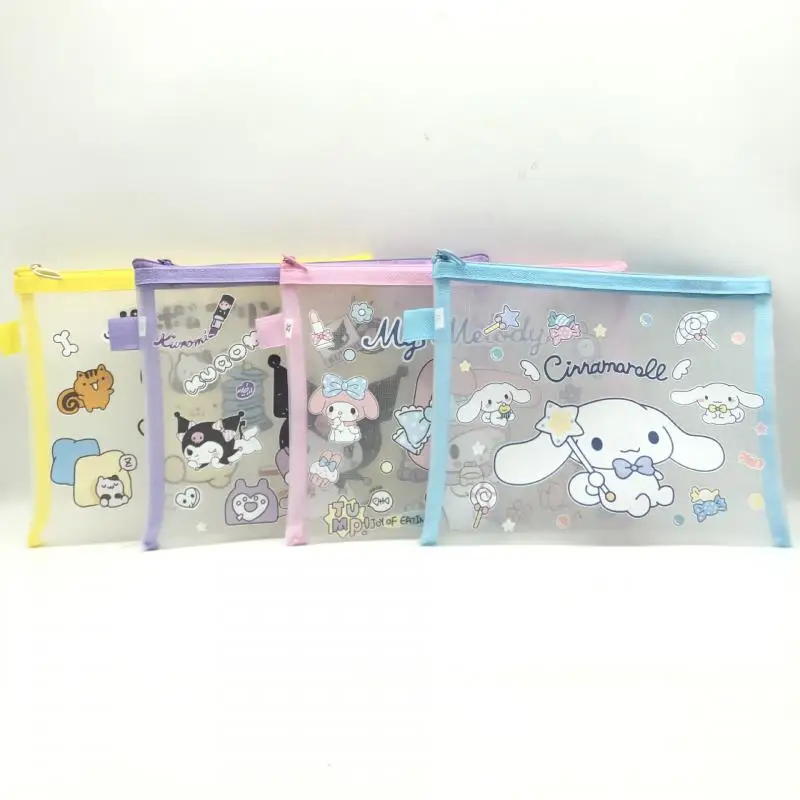 Kawaii Sanrio Paper Bag Kuromi Accessories Cute Anime Pencil Pouch for Exam Paper Organizer Homework Bag Toys for Girls Gift