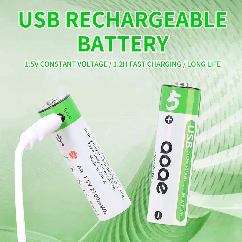 

aa rechargeable battery usb battery 2700mWh1.5v lithium battery suitable for toy remote control, mouse, etc pilas recargables aa