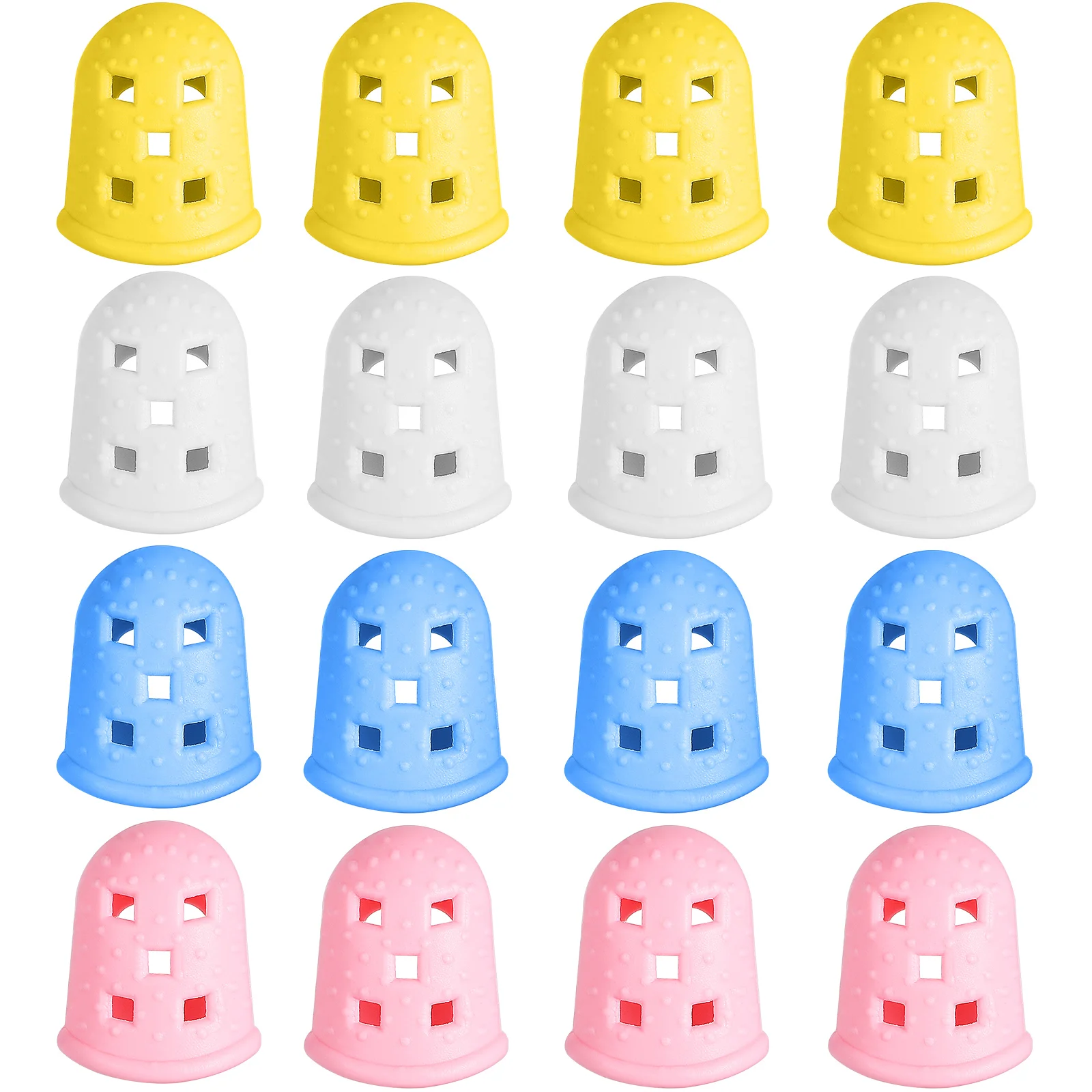 

16 Pcs Finger Cots Sleeves Guitar Fingertip Protector Thumb Pick Fingers Protectors Nail Protection Cap