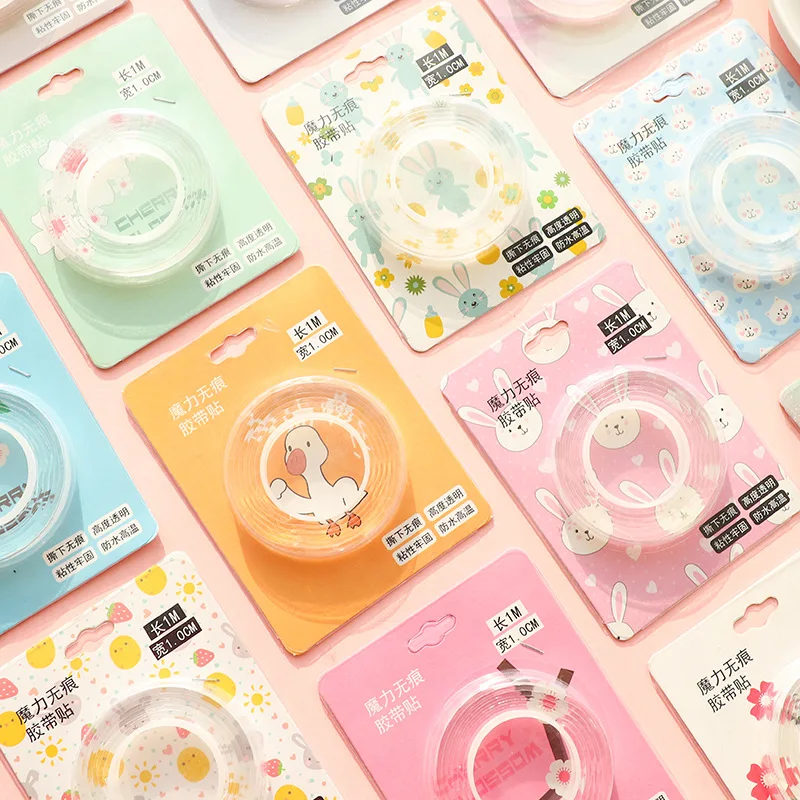 양면 테이프 강력한 재사용 가능한 접착제 투명 이동식 벽 테이프 가정용 방수 장착 스트립