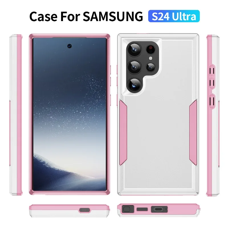 Coque de téléphone portable antichoc de luxe en TPU + PC souple et rigide avec double protection pour Samsung S24 23 22 21Ultra_voghion.com