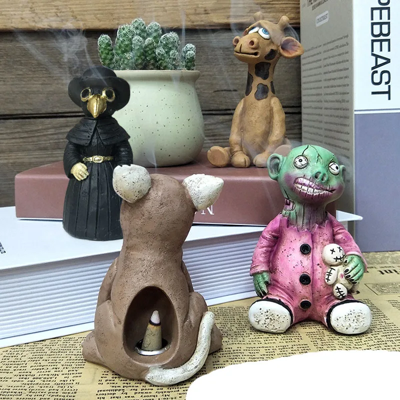 New Creative Voodoo Doll Incense Cone Burner Resin Scary The Plague