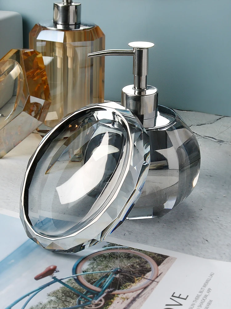 

Стеклянная мыльница, прозрачная Хрустальная бутылка для лосьона, Настенная бутылка, аксессуары для хранения в ванной комнате, органайзер для мыла, чехол