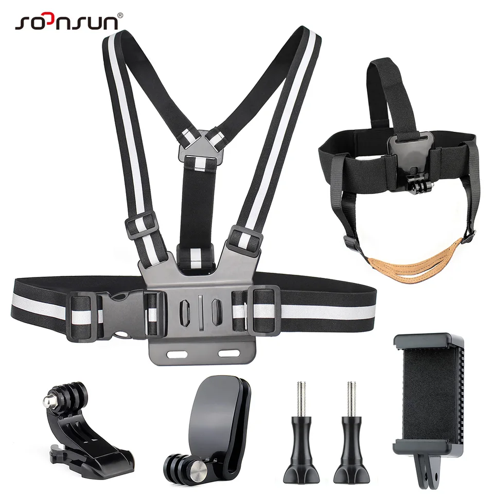 GoPro Hero用チェストストラップ,ハーネス,マウント,ヘッド,バック