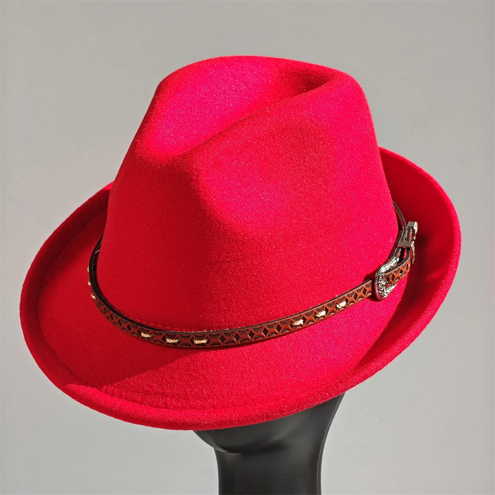 Filz-Panama-Fedora-Hut, kurze Krempe, Trilby, flacher Hut für Männer und Frauen, Homburg-Kirche, Jazz-Hut, verstellbar – Detail 11