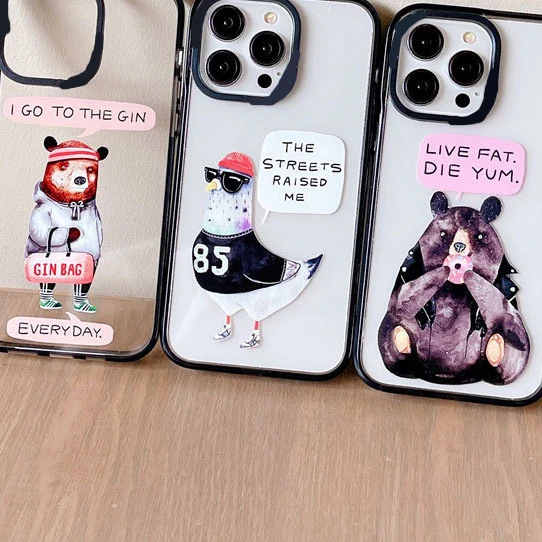 

Cartoon Bear Duck Acrylic Phone Case Cover for IPhone 14 13 12 11 15 Pro Max Case for IPhone 15 Pro Max
