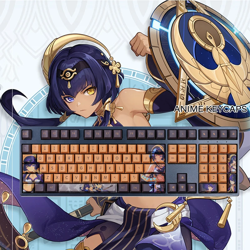 

Genshin Impact Candace Keycaps Anime Game Keyboard Decoration PBT 108 Keys Caps Cherry Height Cosplay Keycap Accessories