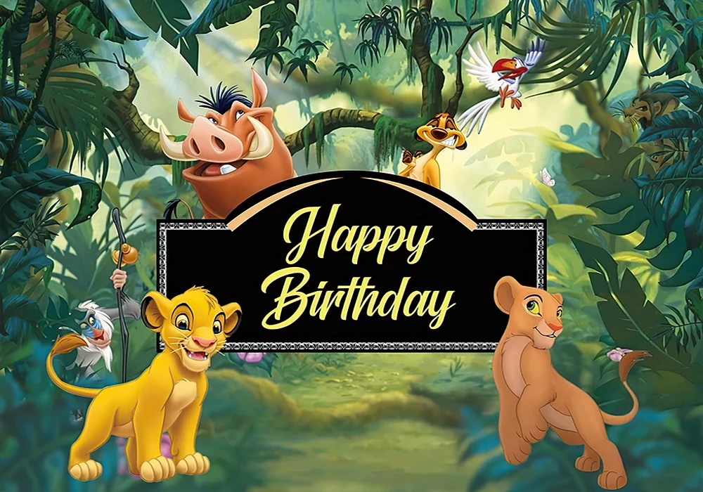 thumbnail image 1 of Fondo de Disney Simba El Rey León Cumpleaños infantil Safari en la jungla Fiesta de cumpleaños Decoraciones para fiestas Accesorios para baby shower, 1 of 5