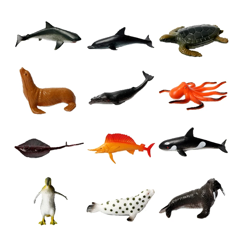Marine Animal Figurine Playset - Whale, Penguin, Shark, Orca, Seal Toys