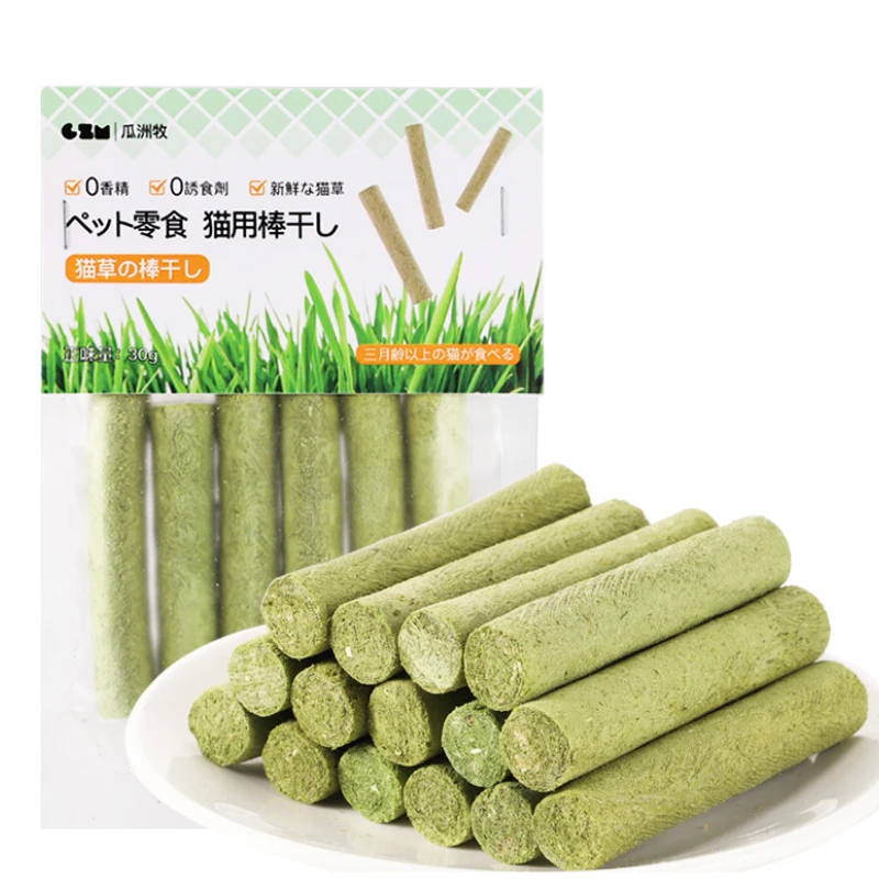 6PCS Cat Grass Teeth Grinding Stick Pet Snacks Hairball Removal Mild Hair Row Ready To Eat Cat Baby Teeth Cleaning Sticks, cat grass sticks