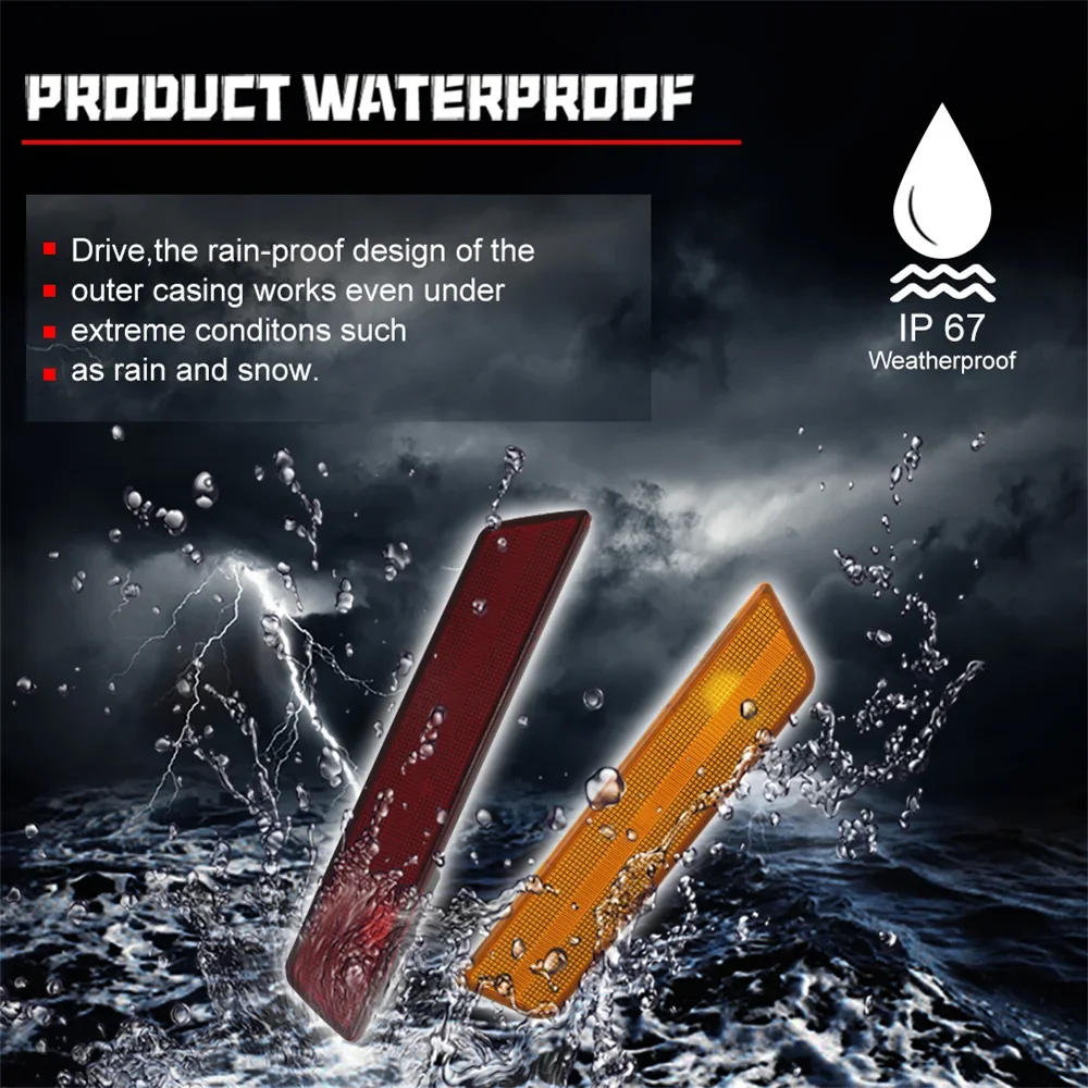 Clear LED Side Marker Lights Housings with Dual Row Front & Rear Reflectors
