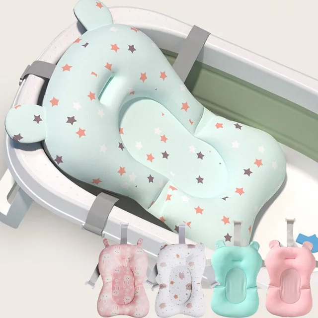 Tapis de bain antidérapant pour bébé, coussin de soutien pliable pour baignoire nouveau-né, oreiller de confort pour le corps, motif dessin animé 1