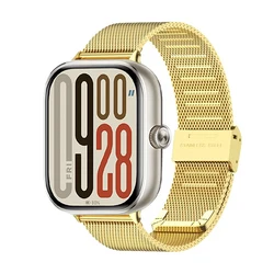 Stainless Steel Replacement Smartwatch Strap - Premium Metal Bracelet for Mi band 9 Pro (Gold-M)