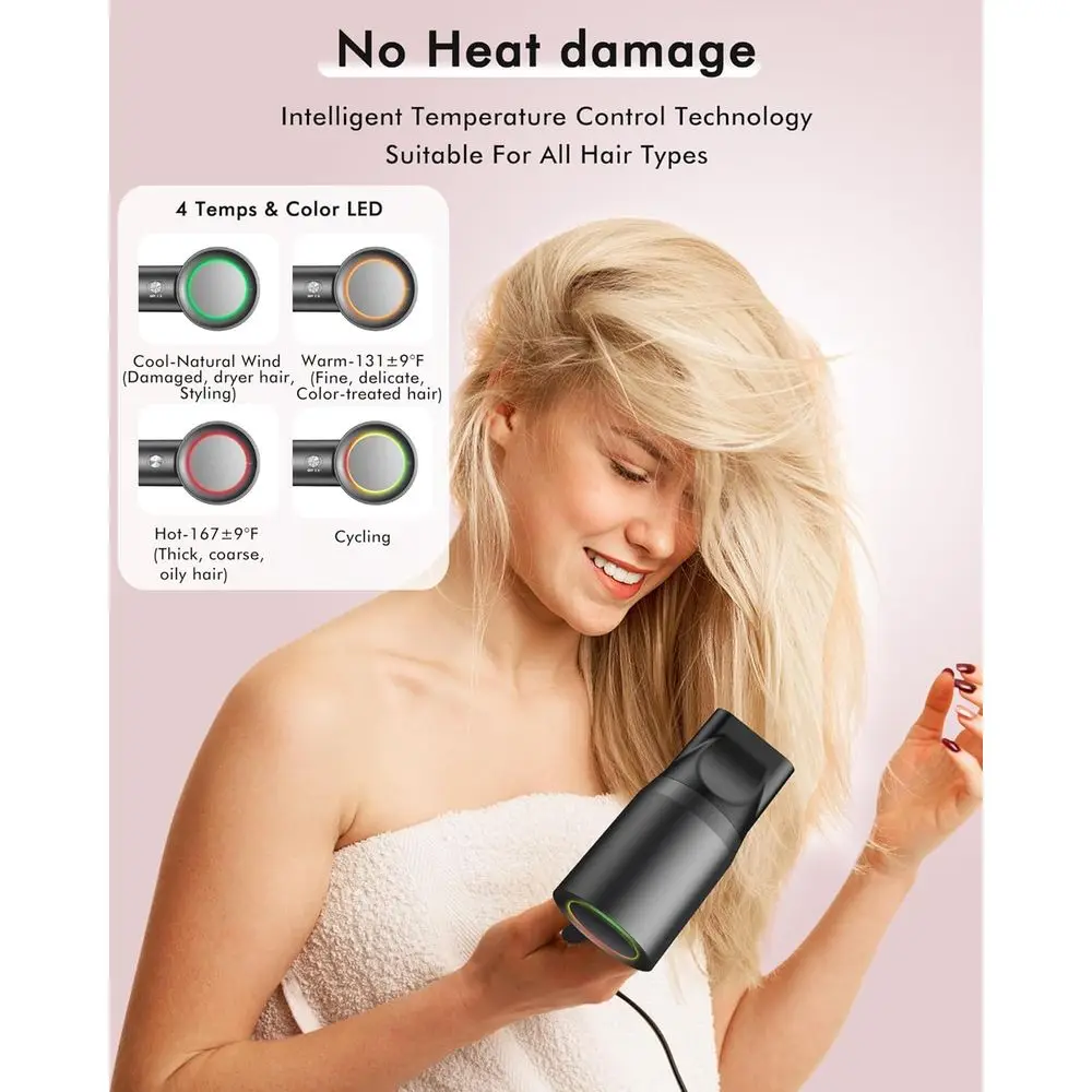High-speed Ionic Hair Dryer With Heat Control And Magnetic Diffuser_voghion.com